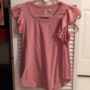 Pink Chaser cap sleeve tee